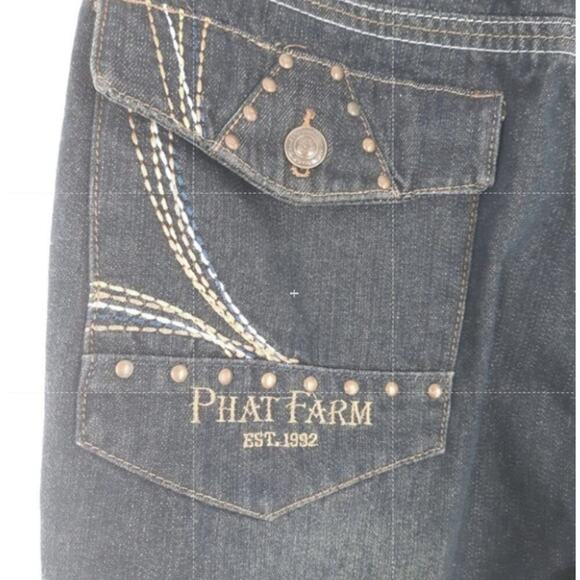Phat Farm Jean Men 36X32 Classic Fit Flat Front Chino Dark Wash Streetwear Denim - Picture 5 of 9